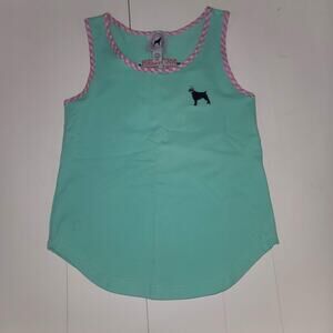 Southern Girl Prep NEW Sleeveless tank Shirt Cotton YOUTH LARGE gREENBLUE plaid